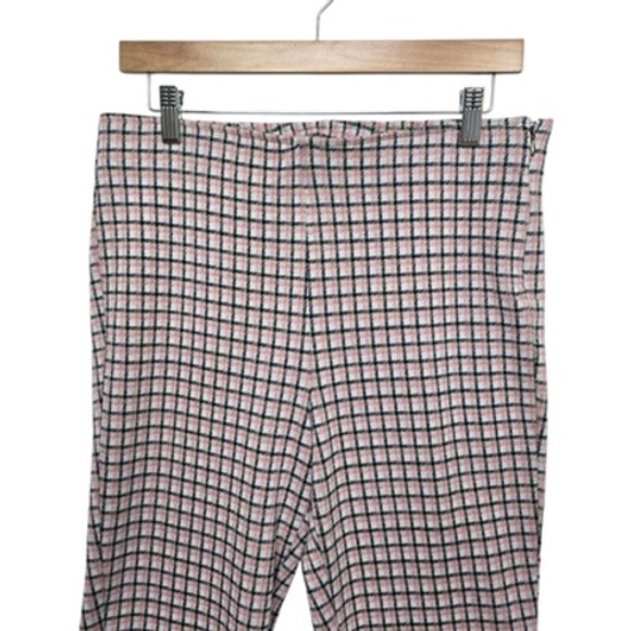 ecru Pants Womens Large Pink Black Plaid Check Side Zip Cropped Trousers 1691PR - Picture 10 of 12